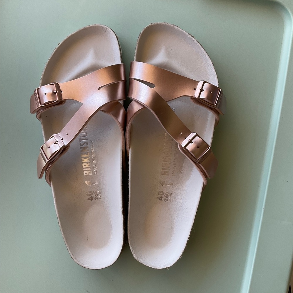 Anthropologie Birkenstock Yao Metallic Sandals 40 - Picture 4 of 15
